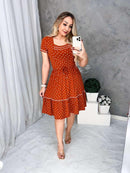 Vestido Rodadinho Decote Quadrado Moda Evangelica