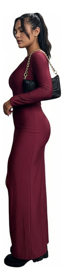 Vestidos Femininos Longo Fenda Manga Longa Madrinha Moda