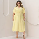 Vestido Transpassado Elastex Moda Plus Size Midi Evangélico