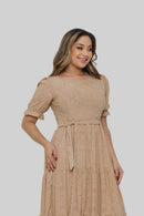 Vestido Midi Três Maria Laise Modesto Elegante Luxo