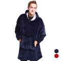 Microfiber Plush Coral Fleece Sherpa Blanket With Sleeves Super Soft Warm Outdoor Pocket Hoodie Adult Winter Hooded TV Blankets