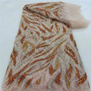 New European and American high-end full-width tube bead mesh embroidery fabric dress wedding dress evening dress sequin embroidery fabric