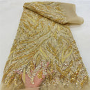 New European and American high-end full-width tube bead mesh embroidery fabric dress wedding dress evening dress sequin embroidery fabric