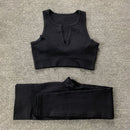 Internet celebrity popular sports back bra U-neck vest seamless knitted quick-drying fitness yoga wear five-piece suit for women