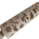 Christmas Bell Cookie Printed Rolling Pin Fondant Embossed Rolling Stick DIY Baking Tools Cake Mold