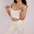2023 European and American yoga suits two-piece suits cross back sports bra AB yarn fitness pants high waist yoga pants