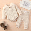 2022 Amazon Autumn Children's Suit Round Neck Long Sleeve Top and Pants Two-piece Set Twist Fabric Solid Color Wholesale