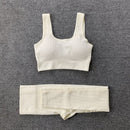 Internet celebrity popular sports back bra U-neck vest seamless knitted quick-drying fitness yoga wear five-piece suit for women