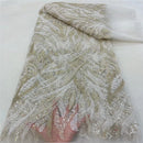 New European and American high-end full-width tube bead mesh embroidery fabric dress wedding dress evening dress sequin embroidery fabric