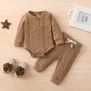 2022 Amazon Autumn Children's Suit Round Neck Long Sleeve Top and Pants Two-piece Set Twist Fabric Solid Color Wholesale