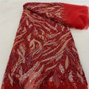 New European and American high-end full-width tube bead mesh embroidery fabric dress wedding dress evening dress sequin embroidery fabric