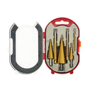 Titanium-plated step drill set triangular handle drill bit 6Pcs pagoda drill carpentry groove sawtooth drill set 4241 high speed steel