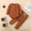 2022 Amazon Autumn Children's Suit Round Neck Long Sleeve Top and Pants Two-piece Set Twist Fabric Solid Color Wholesale