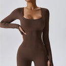 Europe and America Cross Border Seamless Yoga Long-Sleeved Jumpsuit Sportswear Fitness Casual Tights One-Piece Yoga