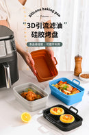 Rectangular air fryer baking tray Ninja DZ201410 double pull basket foldable silicone fryer tray