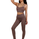 2023 European and American yoga suits two-piece suits cross back sports bra AB yarn fitness pants high waist yoga pants
