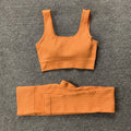 Internet celebrity popular sports back bra U-neck vest seamless knitted quick-drying fitness yoga wear five-piece suit for women