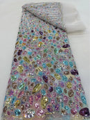 New style gem pattern sequin embroidered fabric children's wear evening dress dress European and American sequin fabric cross-border wholesale