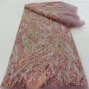 New European and American high-end full-width tube bead mesh embroidery fabric dress wedding dress evening dress sequin embroidery fabric