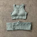 Internet celebrity popular sports back bra U-neck vest seamless knitted quick-drying fitness yoga wear five-piece suit for women