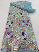 New style gem pattern sequin embroidered fabric children's wear evening dress dress European and American sequin fabric cross-border wholesale