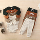 2022 Amazon Autumn Children's Suit Round Neck Long Sleeve Top and Pants Two-piece Set Twist Fabric Solid Color Wholesale