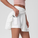 Cross-border ins2023 European and American new spot sports short skirt female yoga skirt pants anti-light high waist mesh fitness