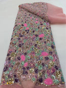 New style gem pattern sequin embroidered fabric children's wear evening dress dress European and American sequin fabric cross-border wholesale