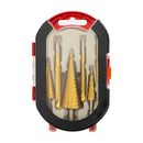 Titanium-plated step drill set triangular handle drill bit 6Pcs pagoda drill carpentry groove sawtooth drill set 4241 high speed steel