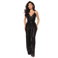 European and American Spring Explosion Amazon Sleeveless Backless Solid Color Sequins Slim Slim Fashion Sling Jumpsuit