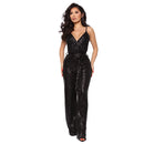 European and American Spring Explosion Amazon Sleeveless Backless Solid Color Sequins Slim Slim Fashion Sling Jumpsuit