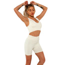 Internet celebrity popular sports back bra U-neck vest seamless knitted quick-drying fitness yoga wear five-piece suit for women