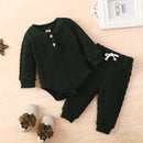 2022 Amazon Autumn Children's Suit Round Neck Long Sleeve Top and Pants Two-piece Set Twist Fabric Solid Color Wholesale