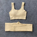 Internet celebrity popular sports back bra U-neck vest seamless knitted quick-drying fitness yoga wear five-piece suit for women