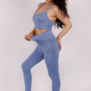 2023 European and American yoga suits two-piece suits cross back sports bra AB yarn fitness pants high waist yoga pants