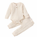 2022 Amazon Autumn Children's Suit Round Neck Long Sleeve Top and Pants Two-piece Set Twist Fabric Solid Color Wholesale