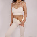 2023 European and American yoga suits two-piece suits cross back sports bra AB yarn fitness pants high waist yoga pants