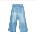 cuibuju niche worn and distressed retro washed straight jeans men's loose versatile wide-leg floor-length trousers