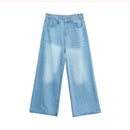 cuibuju niche worn and distressed retro washed straight jeans men's loose versatile wide-leg floor-length trousers
